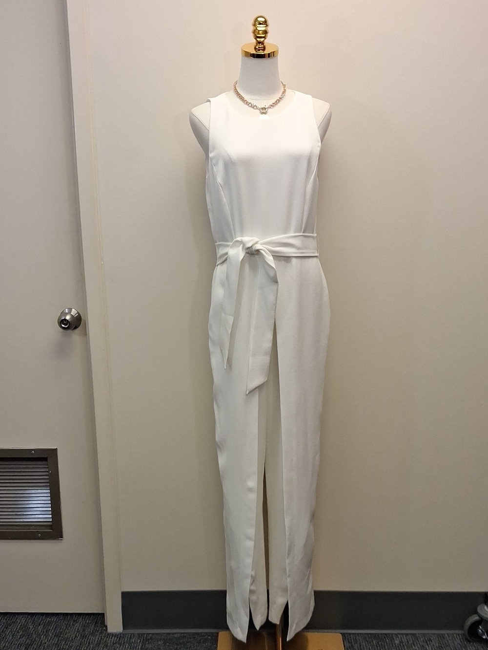 INC International Concepts White Sleeveless Tie Waist Jumpsuit Size 6